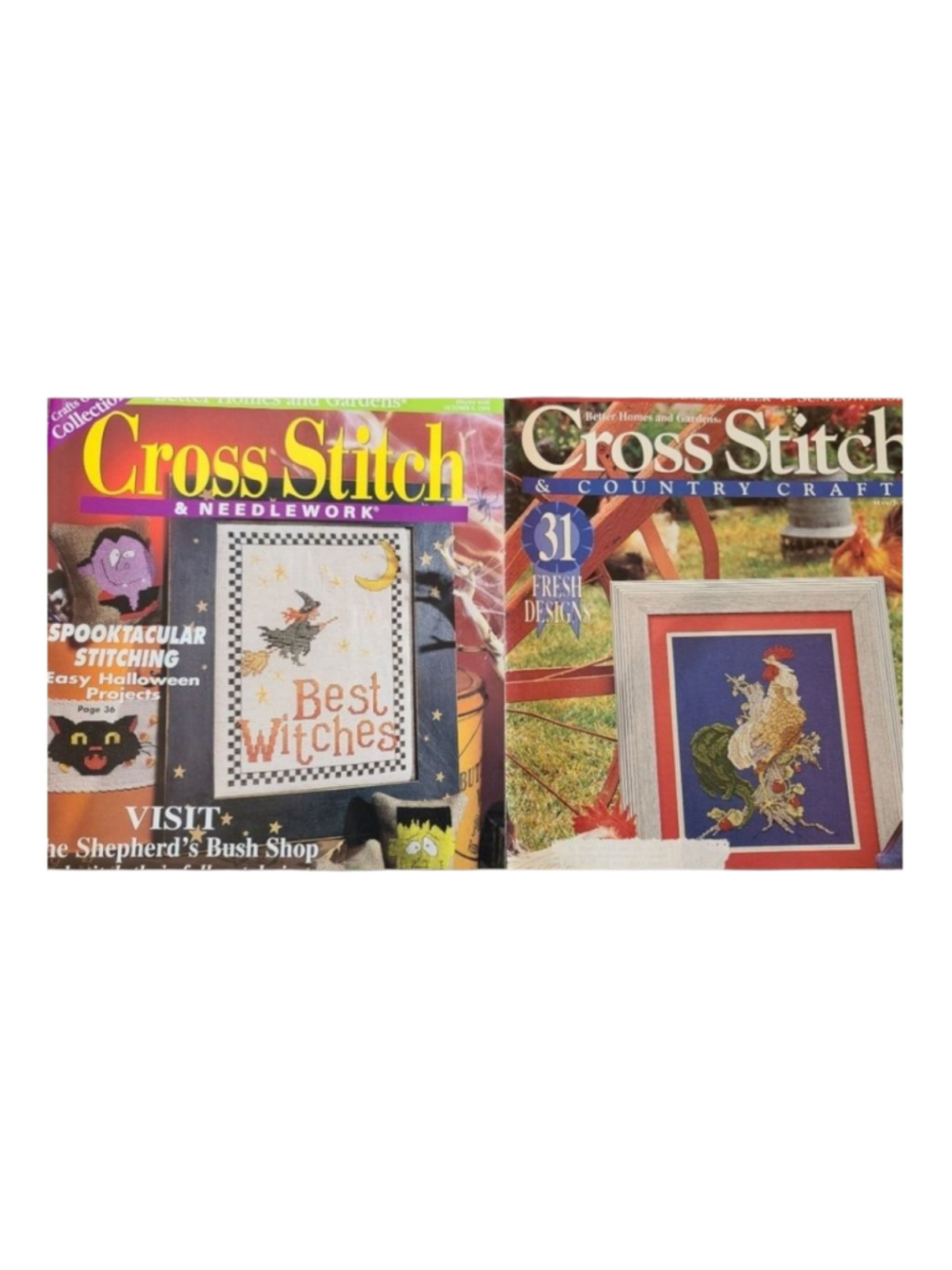 Vintage Cross Stitch Needlework Magazines Set 1998 & 1995